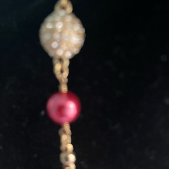 J. Crew GoldTone Red and Crystal Bead Necklace - Picture 3 of 4